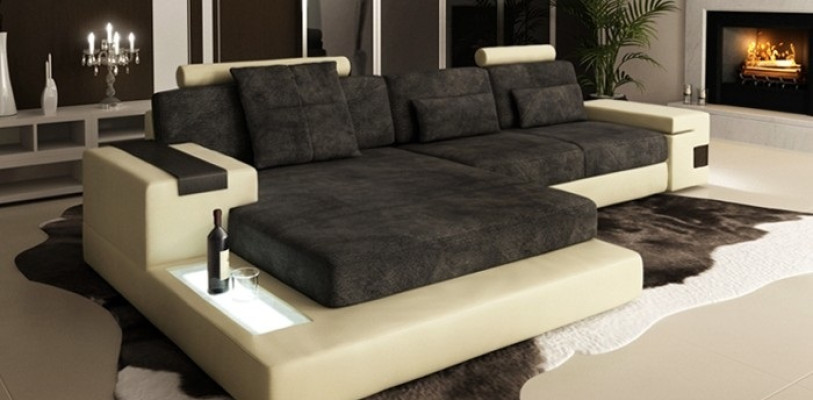 LForm Żywy krajobraz Couch Big XXL Sofa Skóra Podkładka Narożnik Ustawić Materiał Włókienniczy