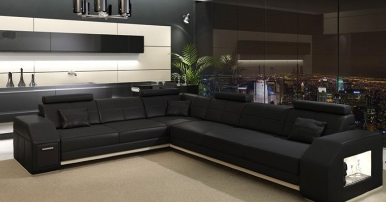 Narożnikowa kanapa Sofa Kanapa Podkładka Siedziba Narożnik Włókienniczy Materiał Żywy krajobraz Skóra EbernW
