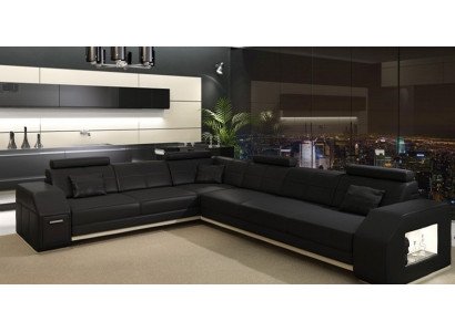 Narożnikowa kanapa Sofa Kanapa Podkładka Siedziba Narożnik Włókienniczy Materiał Żywy krajobraz Skóra EbernW