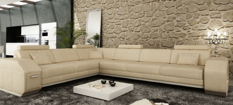 Narożnikowa kanapa Sofa Kanapa Podkładka Siedziba Narożnik Włókienniczy Materiał Żywy krajobraz Skóra EbernW