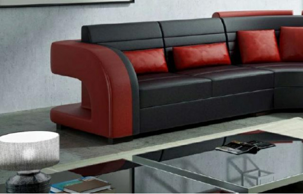 SOFA SKÓRZANA Design Żywy krajobrazu KANAPA Ustawić TAPICEROWANA NAROŻNIK SOFA Bergamo