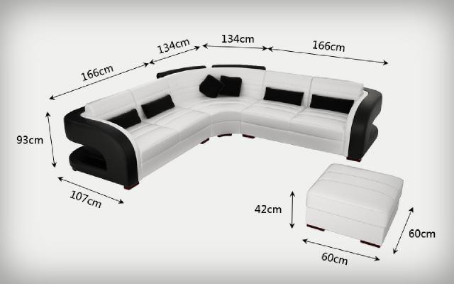 SOFA SKÓRZANA Design Żywy krajobrazu KANAPA Ustawić TAPICEROWANA NAROŻNIK SOFA Bergamo