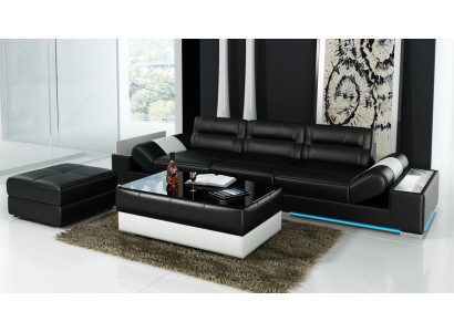 XXL Big Sofa Lounge Club 3+3 miejsce do siedzenia Wielofunkcyjna kanapa Skórzana kanapa + USB + LED