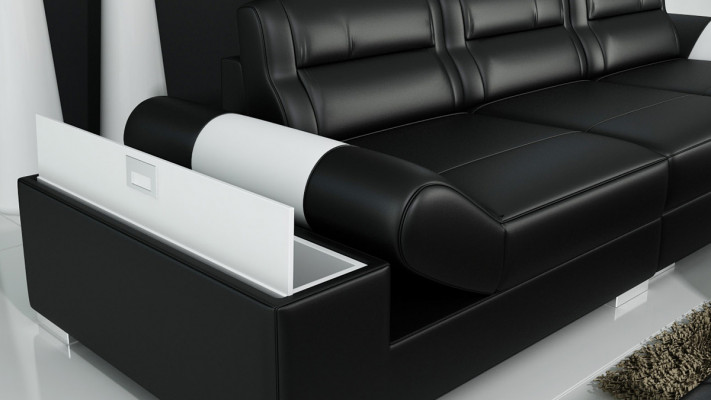 XXL Big Sofa Lounge Club 3+3 miejsce do siedzenia Wielofunkcyjna kanapa Skórzana kanapa + USB + LED