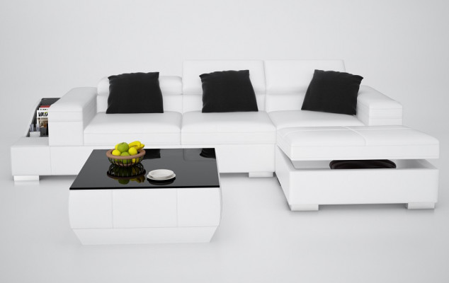 Skórzana sofa sofa z USB Żywy krajobraz Narożnikowa kanapa Narożnik Ustawić Design Modern K5006D