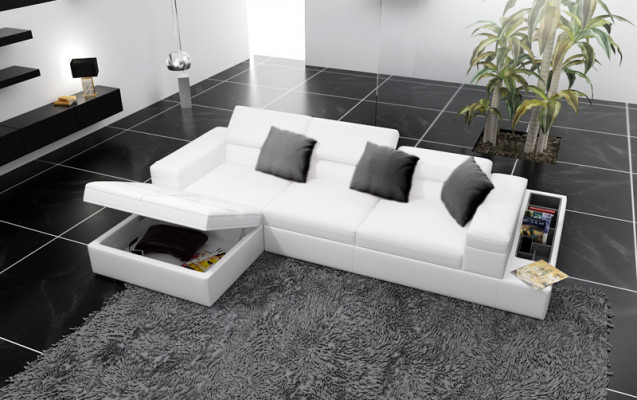 Skórzana sofa sofa z USB Żywy krajobraz Narożnikowa kanapa Narożnik Ustawić Design Modern K5006D