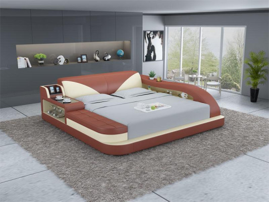 Wielofunkcyjne łóżko Luxury Design Skóra łóżka Double Zgłoszenie Półka 180x200