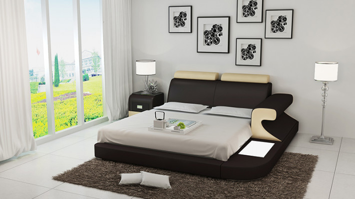 Design Podkładka Double Bed Nowoczesne łóżka Sypialnia z USB & Polka 180x200cm