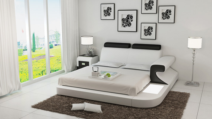 Design Podkładka Double Bed Nowoczesne łóżka Sypialnia z USB & Polka 180x200cm