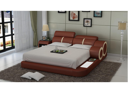 Design Łóżko XXL Duże łóżko Skóra Podkładka Hotelowa 160x200cm Wielofunkcyjna Półka USB