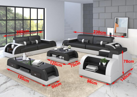 Zestaw sofowy Kanapa Podkładka Sofa 3+1 Kompletny zestaw Obcios Design Skóra 2-częściowy.