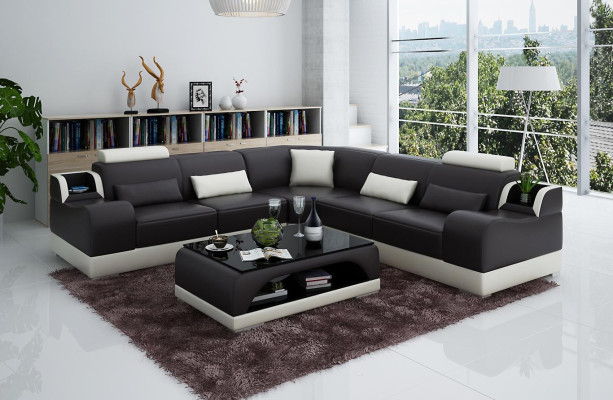 Narożnikowa kanapa L-shape Żywy krajobraz Designerska Sofa Kanapa Podkładka Siedziba Ustawić Skóra