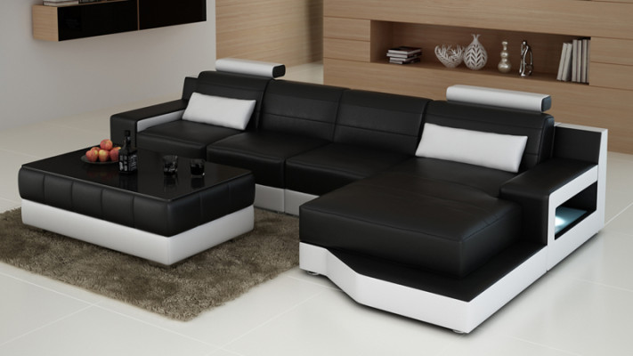 Skórzana sofa kanapa Żywy krajobraz Narożnikowa kanapa Nowoczesny projekt wystroju Narożnika Ustaw