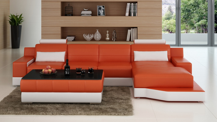 Skórzana sofa kanapa Żywy krajobraz Narożnikowa kanapa Nowoczesny projekt wystroju Narożnika Ustaw