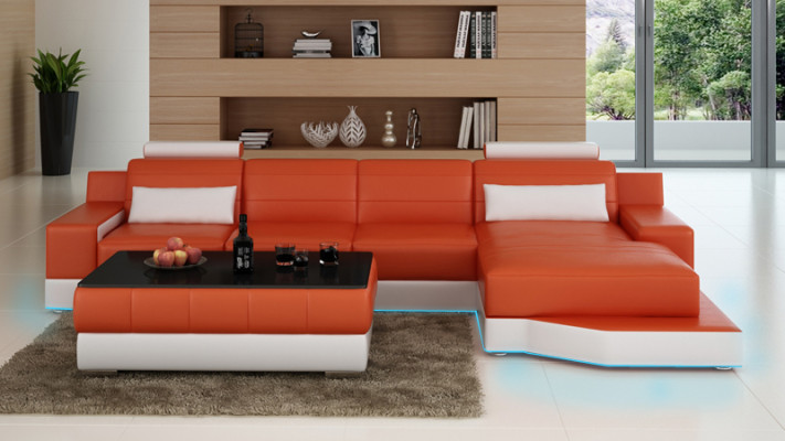 Skórzana sofa kanapa Żywy krajobraz Narożnikowa kanapa Nowoczesny projekt wystroju Narożnika Ustaw