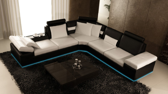Skórzana sofa sofa kanapa Żywy krajobraz Narożnikowa kanapa Ustaw Design Modern Sofa K5014B