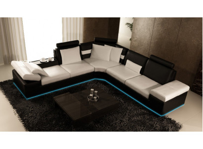 Skórzana sofa sofa kanapa Żywy krajobraz Narożnikowa kanapa Ustaw Design Modern Sofa K5014B