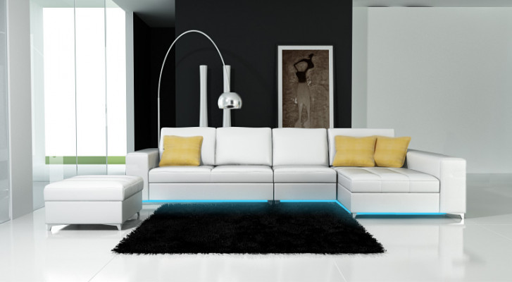 Skórzana Sofa Sofa Sofa Żywy krajobraz Modern Narożnikowa kanapa Narożnik Ustawić Design