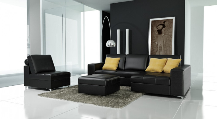 Skórzana Sofa Sofa Sofa Żywy krajobraz Modern Narożnikowa kanapa Narożnik Ustawić Design