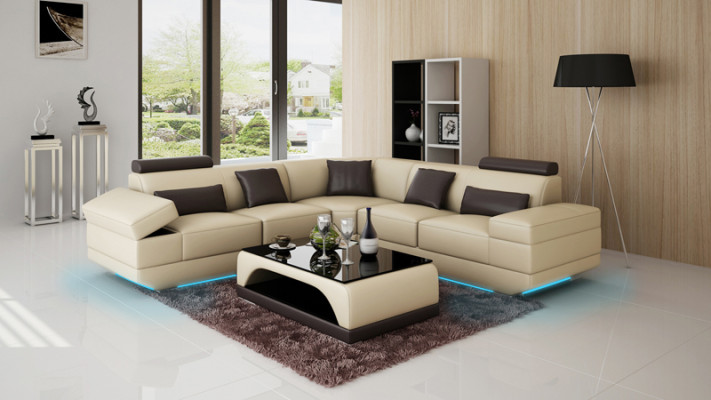 Skórzana Sofa Kanapa Żywy krajobraz Nowoczesna Narożnik Sofa Narożnikowa kanapa Design Ustawić