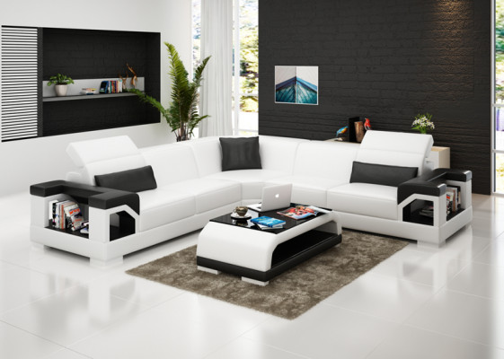 Skórzana sofa sofa kanapa Żywy krajobraz Nowoczesny Narożnik Narożnikowa kanapa Ustawić Design