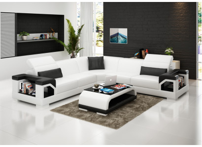 Skórzana sofa sofa kanapa Żywy krajobraz Nowoczesny Narożnik Narożnikowa kanapa Ustawić Design