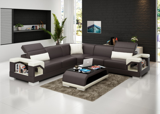 Skórzana sofa sofa kanapa Żywy krajobraz Nowoczesny Narożnik Narożnikowa kanapa Ustawić Design