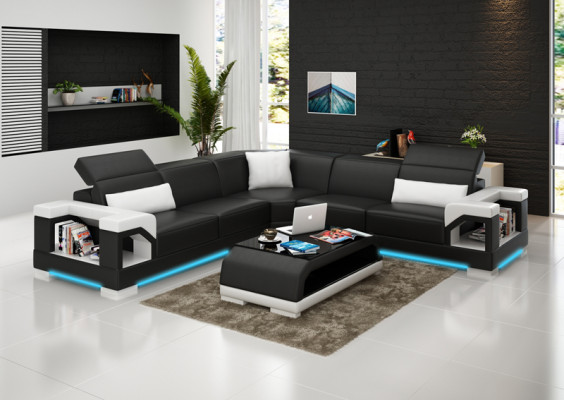 Skórzana sofa sofa kanapa Żywy krajobraz Nowoczesny Narożnik Narożnikowa kanapa Ustawić Design
