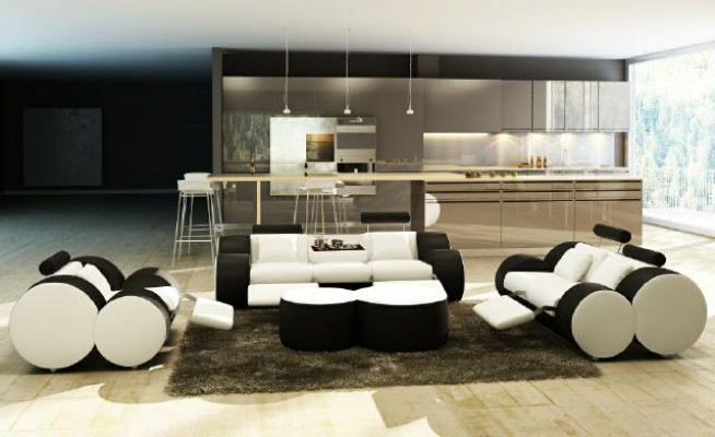 Skóra SOFA 3/2/1 miejsce do siedzenia Relaks COUCH Zestaw sofowy ZESTAW KANAPOWY ZESTAW TAPICERSKI