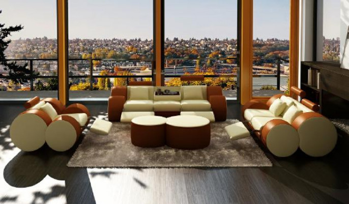 Skóra SOFA 3/2/1 miejsce do siedzenia Relaks COUCH Zestaw sofowy ZESTAW KANAPOWY ZESTAW TAPICERSKI