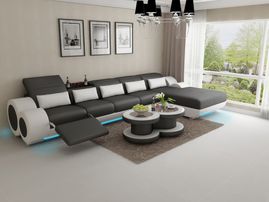 Sofa skórzana Sofa Żywy krajobraz Modern Narożnik Narożnikowa kanapa Design Ustawić
