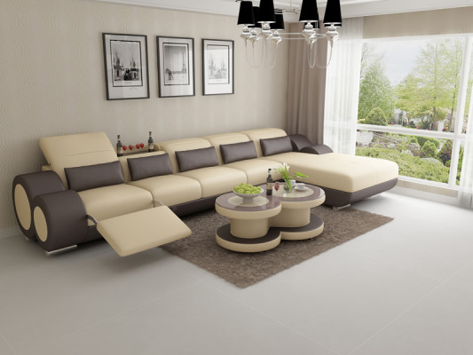 Sofa skórzana Sofa Żywy krajobraz Modern Narożnik Narożnikowa kanapa Design Ustawić