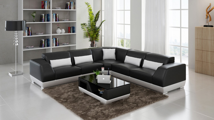 Skórzana sofa Couch Żywy krajobraz Sofa Narożnikowa kanapa Narożnik Ustawić Modern Design