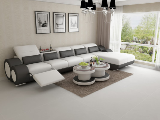 Sofa skórzana Sofa Żywy krajobraz Modern Narożnik Narożnikowa kanapa Design Ustawić