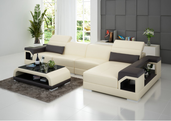 Sofa skórzana Nowoczesna kanapa Żywy krajobraz Decor Narożnik Narożnikowa kanapa Design Ustawić