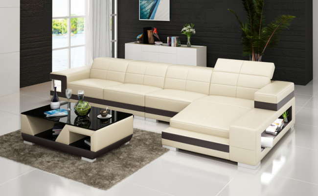 Sofa skórzana sofa kanapa Żywy krajobraz Narożnik Modern Narożnikowa kanapa Design Ustawić