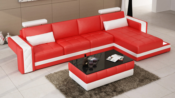 Skórzana sofa kanapa Żywy krajobraz Narożnikowa kanapa Ustawić Design Modern