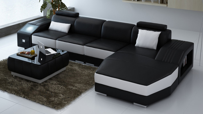 Nowoczesna skórzana sofa kanapa Żywy krajobraz Narożnikowa kanapa Narożnik Ustawić wystrój designu