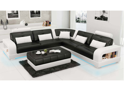 Skórzana sofa kanapa Żywy krajobraz Narożnik kanapa Narożnik Ustaw Design Modern Sofa L6008B