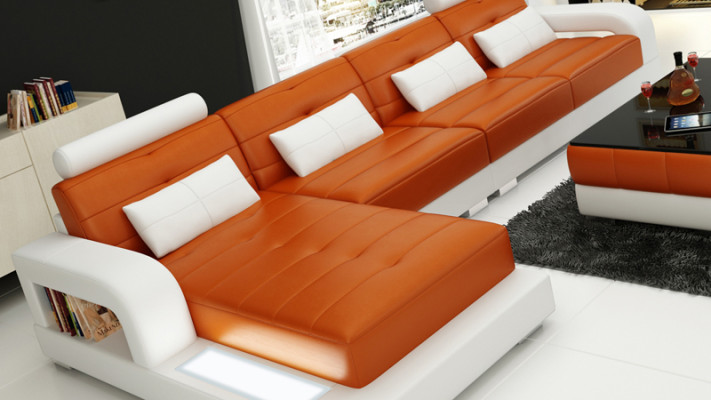 Skórzana sofa kanapa Żywy krajobraz Narożnik kanapa Narożnik Ustaw Design Modern Sofa L6008C