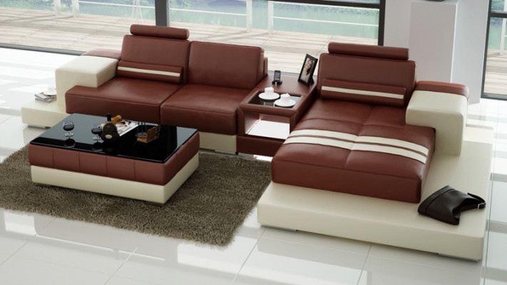 Skórzana sofa kanapa Żywy krajobraz Narożnik kanapa Narożnik Ustaw Design Modern Sofa L6004D