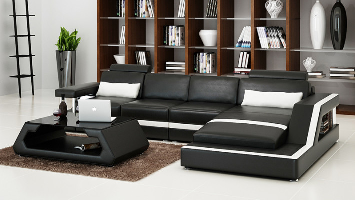Skórzana Sofa Kanapa Nowoczesny Żywy krajobraz Narożnik Decor Narożnikowa kanapa Design Ustawić