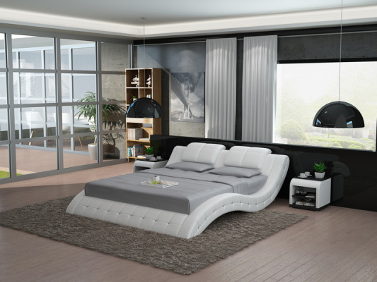 Luksusowa Skóra Łóżko z USB Podkładka łóżka Double Modern Marriage 140/160/180 cm