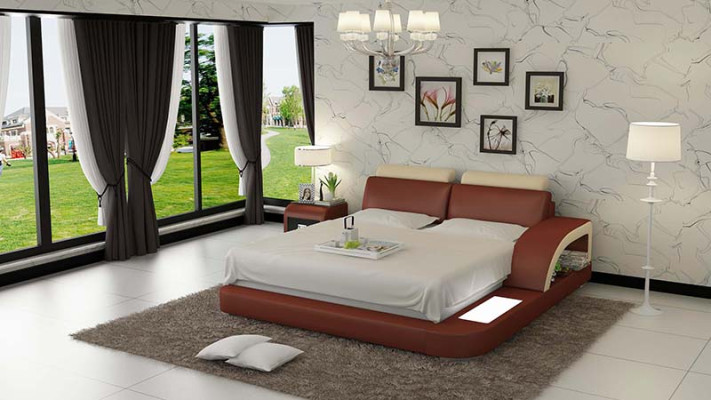 Luksusowe Łóżko Oświetlenie Skórzane Łóżko Łóżko Sofa Duże Małżeństwo Podkładka 140/160/180 cm