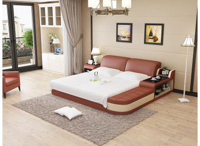 Design Skóra Łóżko Luxury Podkładka łóżka Double Modern Marriage 140/160/180 cm