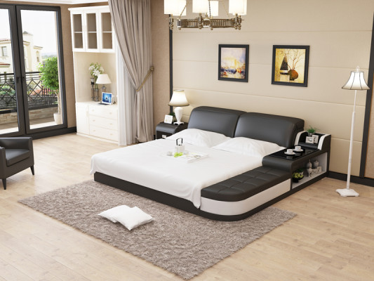 Design Skóra Łóżko Luxury Podkładka łóżka Double Modern Marriage 140/160/180 cm