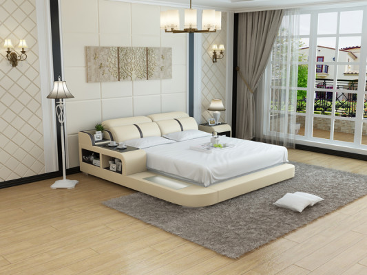 Design Skóra Łóżko Luxury Podkładka łóżka Double Modern Marriage 140/160/180 cm