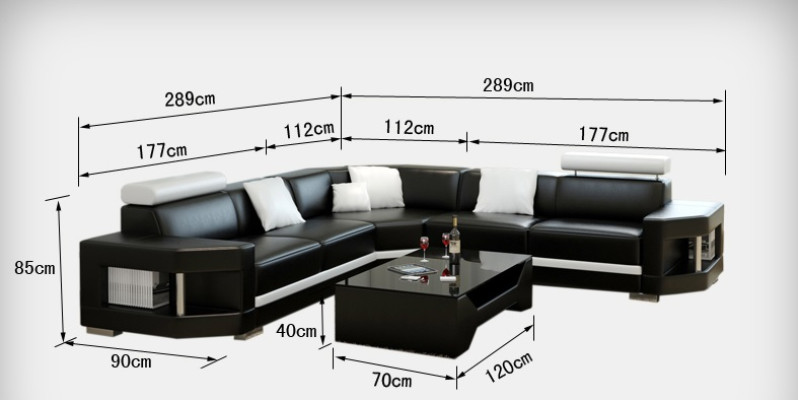 Sofa skórzana Sofa Nowoczesna kanapa Żywy krajobraz Narożnikowa kanapa Ustawić Decor Design