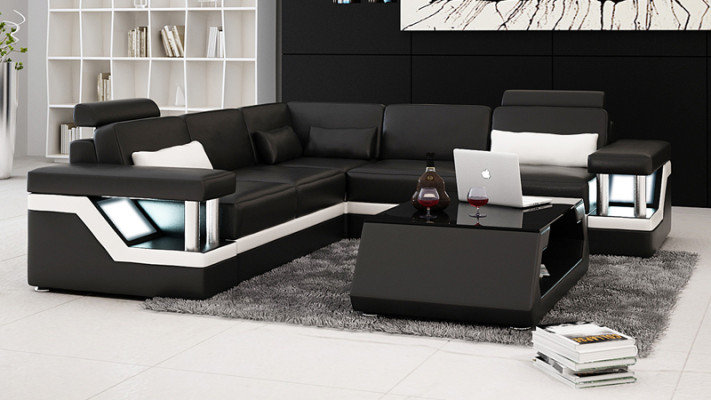 Skórzana sofa kanapa Żywy krajobraz Narożnik Nowoczesny wystrój Narożnikowa kanapa Design Ustawić