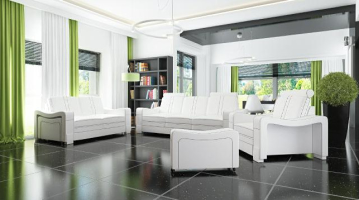 SOFA SKÓRZANA DESIGN SOFA Zestaw sofowy 3+2+1 SOFA COUCH Ustawić ZESTAW TAPICEROWANY